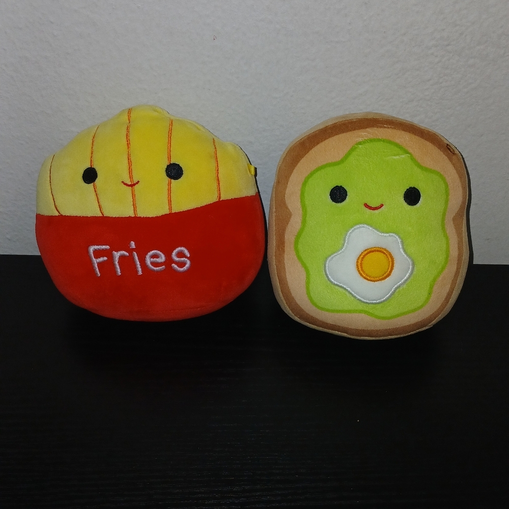 Squishmallows Yellow and Red Fries & Green Avocado Stuffed Toys